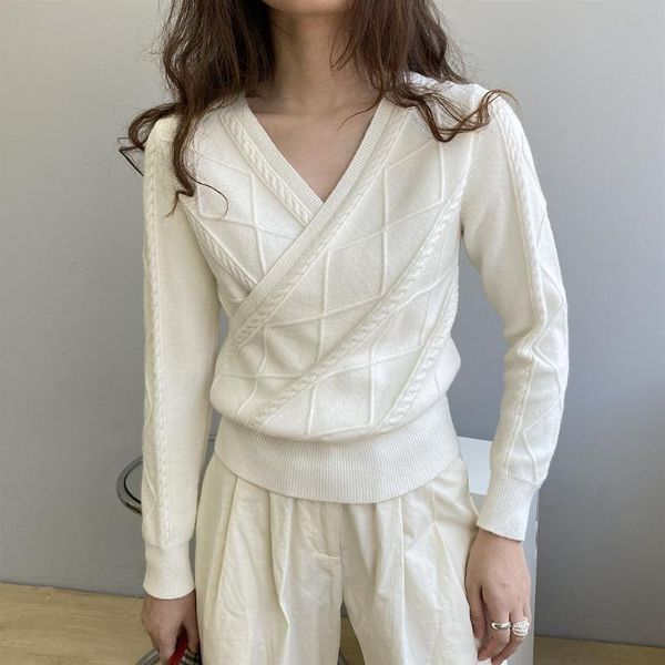women's sweaters sweater women autumn clothes v-neck plain simplicity long-sleeve pullovers japanese style twisted rhombus texture cros, White;black
women's sweaters sweater women autumn clothes v-neck plain simplicity long-sleeve pullovers japanese style twisted rhombus texture cros, White;black