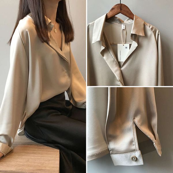 silk satin draped shirt women's 2021 spring and autumn new design, White
silk satin draped shirt women's 2021 spring and autumn new design, White
