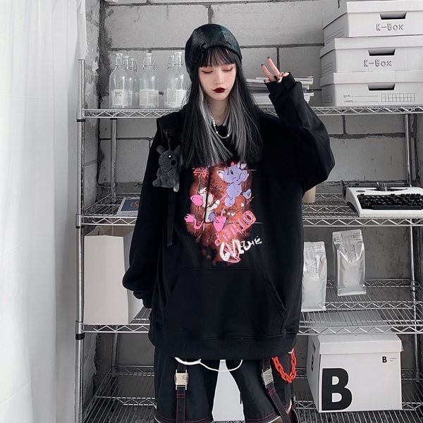 harajuku street hip hop dark sweater women's fall 2020 new bf hooded loose print coat fashion, Black
harajuku street hip hop dark sweater women's fall 2020 new bf hooded loose print coat fashion, Black