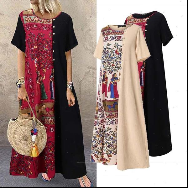 women summer bohemian sundress cotton linen mid calf dress kaftan robe femme vintage floral printed patchwork dresses vestidos, Black;gray
women summer bohemian sundress cotton linen mid calf dress kaftan robe femme vintage floral printed patchwork dresses vestidos, Black;gray