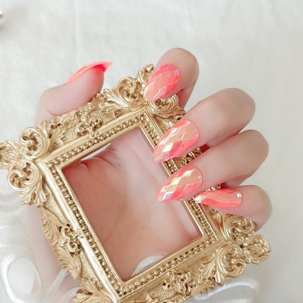 false nails long almond shape stiletto pointed aurora colorful orange fake reusable ultra thin mirror with glue sticker, Red;gold
false nails long almond shape stiletto pointed aurora colorful orange fake reusable ultra thin mirror with glue sticker, Red;gold