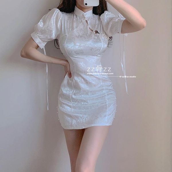party dresses womengaga chinese style sweet elegant cheongsam stand collar puff sleeve bandage split button short mini dress fzb7, White;black
party dresses womengaga chinese style sweet elegant cheongsam stand collar puff sleeve bandage split button short mini dress fzb7, White;black