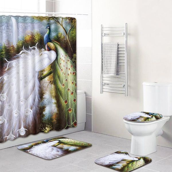 bath accessory set 4pcs peacock theme printing bathroom with waterproof shower curtain and carpets rugs toilet lid cover bathtub floor mat
bath accessory set 4pcs peacock theme printing bathroom with waterproof shower curtain and carpets rugs toilet lid cover bathtub floor mat