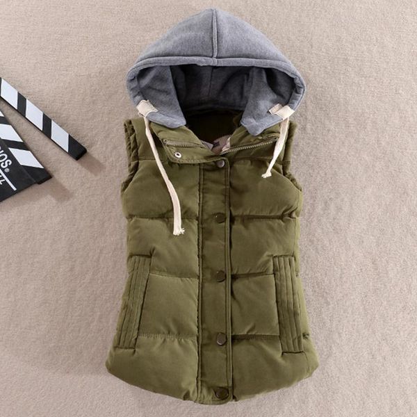 women's vests hooded casual female warm outwear cotton padded office ladies single breasted chaleco mujer 2021 winter women solid thick, Black;white
women's vests hooded casual female warm outwear cotton padded office ladies single breasted chaleco mujer 2021 winter women solid thick, Black;white