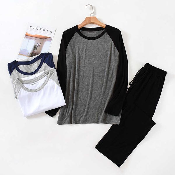 spring and summer men's modal raglan splicing long sleeve trousers pajamas casual large size sports outerwear home suit, Gray
spring and summer men's modal raglan splicing long sleeve trousers pajamas casual large size sports outerwear home suit, Gray