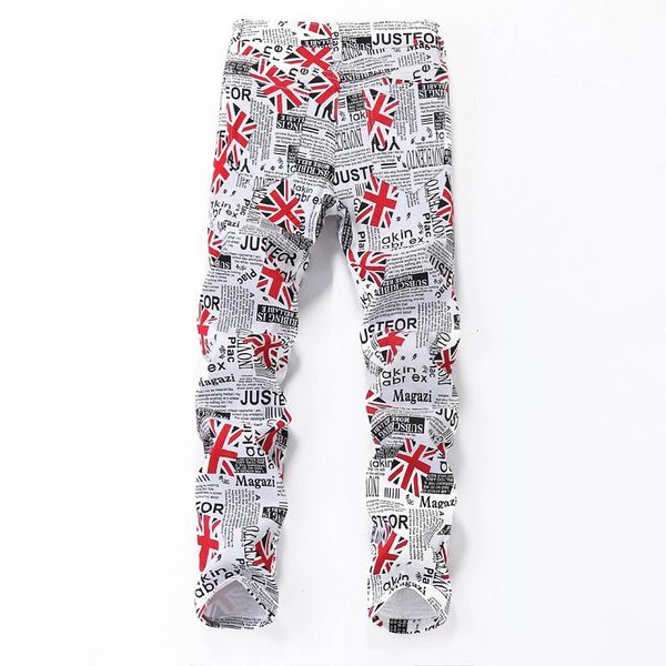 wimilous the new men jeans letters and american flags printed white jeans men's long pants, Blue
wimilous the new men jeans letters and american flags printed white jeans men's long pants, Blue
