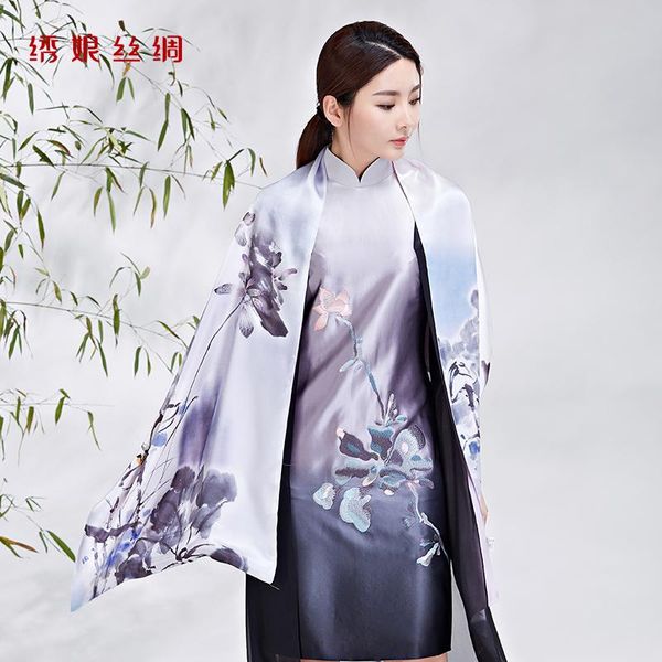 scarves hand embroidery scarf with mulberry silk flower qipao shawl female in the spring and autumn elegant charm, Blue;gray
scarves hand embroidery scarf with mulberry silk flower qipao shawl female in the spring and autumn elegant charm, Blue;gray