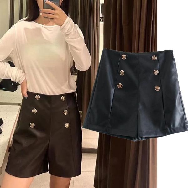 women's shorts jenny&davewinter pu leather england high street waist loose buttons women short feminino plus size, White;black
women's shorts jenny&davewinter pu leather england high street waist loose buttons women short feminino plus size, White;black