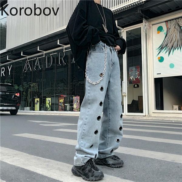 women's pants & capris korobov women streetwear trousers harajuku hollow out denim fashion wide leg 2021 chic punk female joggers, Black;white
women's pants & capris korobov women streetwear trousers harajuku hollow out denim fashion wide leg 2021 chic punk female joggers, Black;white