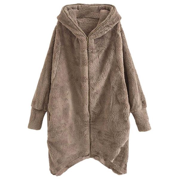 women's wool & blends zipper solid color women coats double-sided plush full sleeve hooded long jackets large size warm irregular overc, Black
women's wool & blends zipper solid color women coats double-sided plush full sleeve hooded long jackets large size warm irregular overc, Black