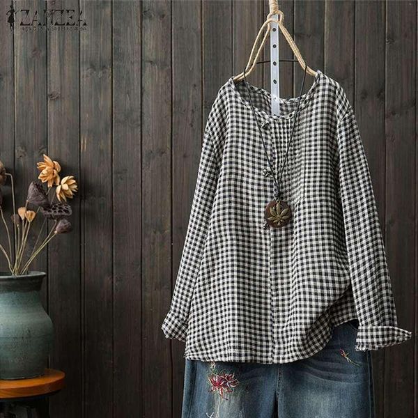 women's blouses & shirts spring plaid checked blouse women casual long sleeve loose vintage ladies o neck shirt robe femme blusas, White
women's blouses & shirts spring plaid checked blouse women casual long sleeve loose vintage ladies o neck shirt robe femme blusas, White