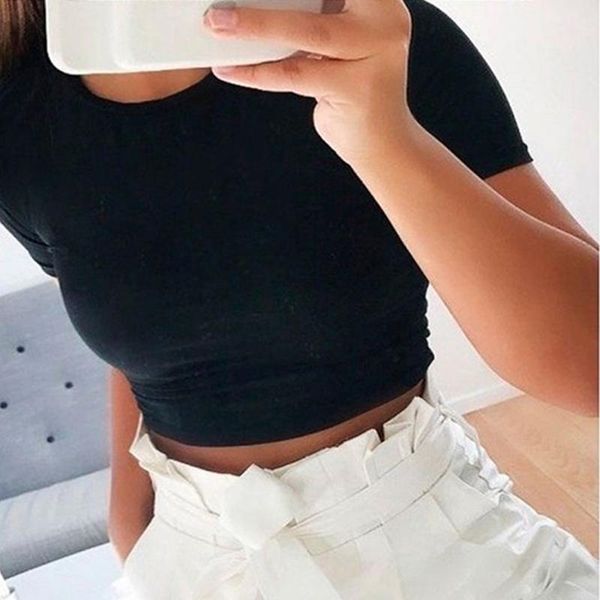 women's t-shirt women summer t-shirts short sleeve round neck slim fit casual crop tees high waist shirt, White
women's t-shirt women summer t-shirts short sleeve round neck slim fit casual crop tees high waist shirt, White