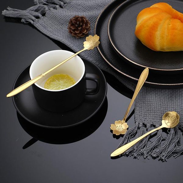 spoons stainless steel spoon long handle teaspoon flower shape coffee dessert ice cream kitchen accessories golden dinnerware
spoons stainless steel spoon long handle teaspoon flower shape coffee dessert ice cream kitchen accessories golden dinnerware