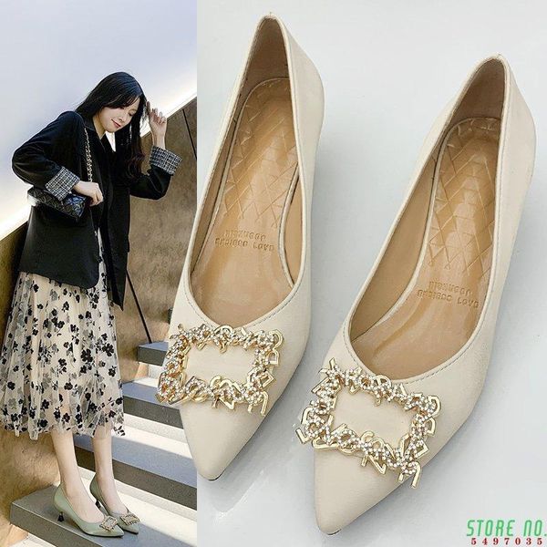 dress shoes high heeled pointed fashion metal square buckle shallow mouth cover foot thin heel professional single women's, Black
dress shoes high heeled pointed fashion metal square buckle shallow mouth cover foot thin heel professional single women's, Black