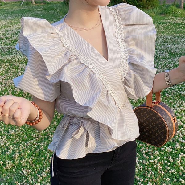 new arrival fashion blouse women summer striped casual elegant ruffle fresh office lady temperament wild trend slim shirts 8oyx, White
new arrival fashion blouse women summer striped casual elegant ruffle fresh office lady temperament wild trend slim shirts 8oyx, White