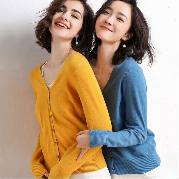 women knitted sweater cardigan korean style v neck autumn long sleeve coat female red black wild ladies clothing minimali, White;black
women knitted sweater cardigan korean style v neck autumn long sleeve coat female red black wild ladies clothing minimali, White;black