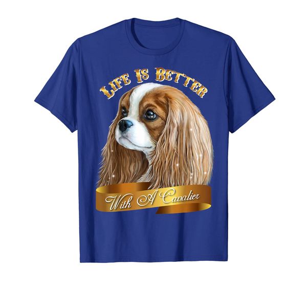 cavalier king charles spaniel shirt, White;black