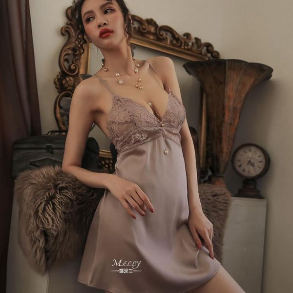women's sleepwear perspective lace nightdress thin homewear nightwear silk sleeveless nightgown night dress, Black;red
women's sleepwear perspective lace nightdress thin homewear nightwear silk sleeveless nightgown night dress, Black;red