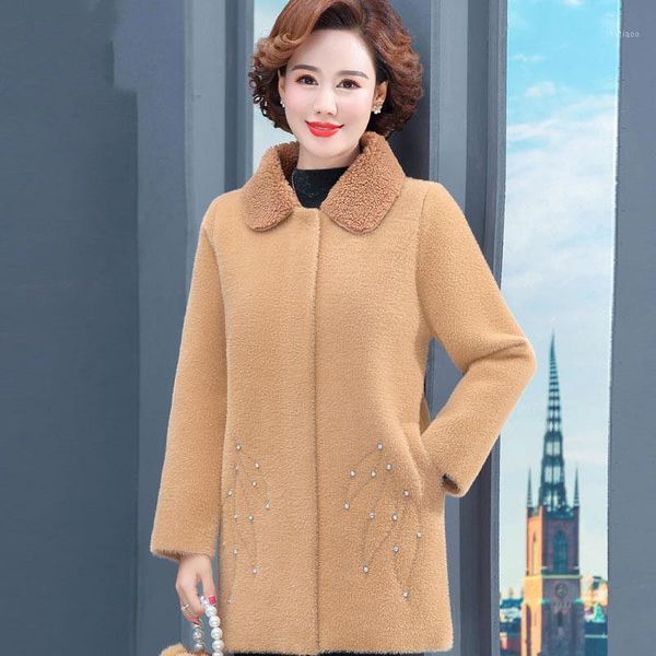 women's wool & blends 2021 fashion mid-length woolen casual jacket autumn and winter loose imitation mink velvet coat, Black
women's wool & blends 2021 fashion mid-length woolen casual jacket autumn and winter loose imitation mink velvet coat, Black