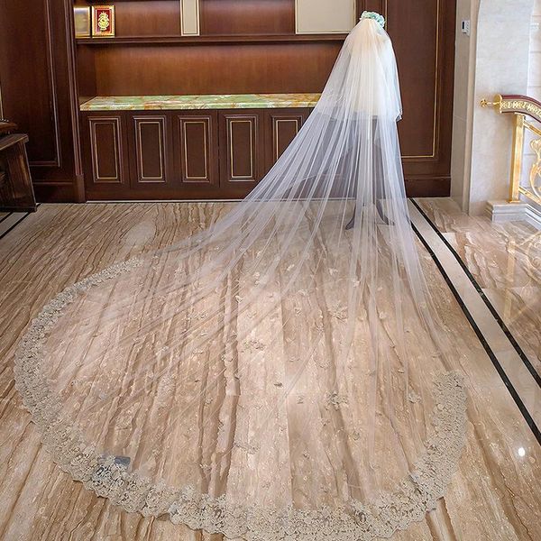 bridal veils arrival 4 meters wedding long appliques lace edge tulle party accessories in stock, Black
bridal veils arrival 4 meters wedding long appliques lace edge tulle party accessories in stock, Black