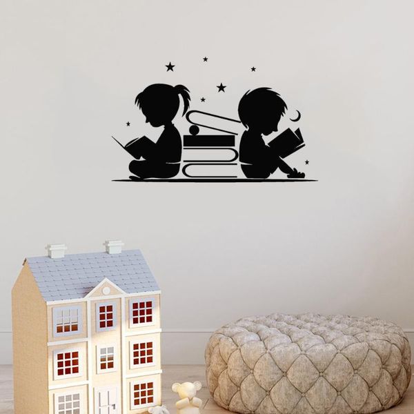 wall stickers reading books stars moon boy and girl decal for classroom librarychild room mural dw20145
wall stickers reading books stars moon boy and girl decal for classroom librarychild room mural dw20145