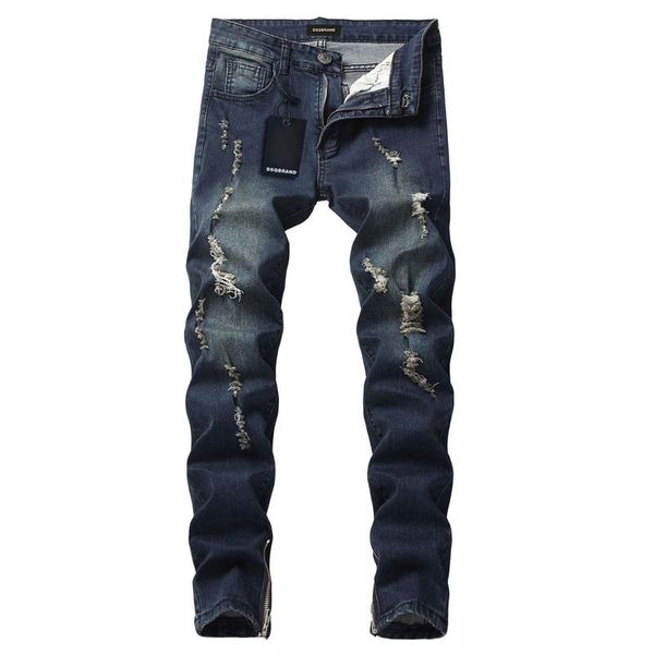 men's jeans dsqbrand ripped with small feet tight stretch trousers letters internal standard luxury fashion street style, Blue
men's jeans dsqbrand ripped with small feet tight stretch trousers letters internal standard luxury fashion street style, Blue