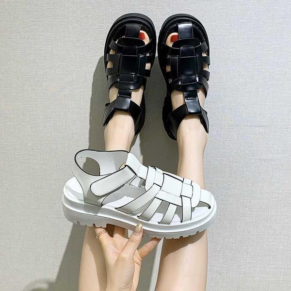 sandals roman baotou for women's wear 2021 summer student's medium heel thick soled woven hollow flat shoes, Black
sandals roman baotou for women's wear 2021 summer student's medium heel thick soled woven hollow flat shoes, Black