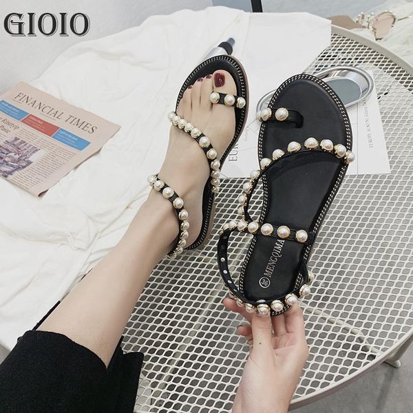 sandals gioio summer women flat fashion buckle pearlstrap open toe beach casual woman's shoes flats pus ladies slippers, Black 
sandals gioio summer women flat fashion buckle pearlstrap open toe beach casual woman's shoes flats pus ladies slippers, Black