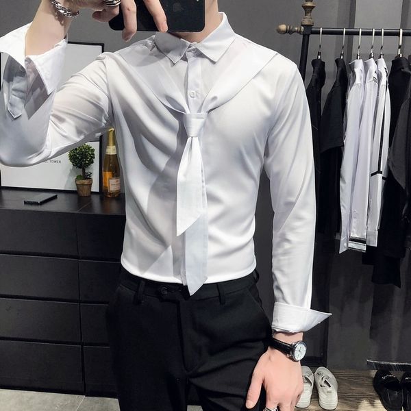 solid fashion manga shirts long streetwear chemise homme tie thin decoration shirt casual dress party men's clothes bydw, White;black
solid fashion manga shirts long streetwear chemise homme tie thin decoration shirt casual dress party men's clothes bydw, White;black