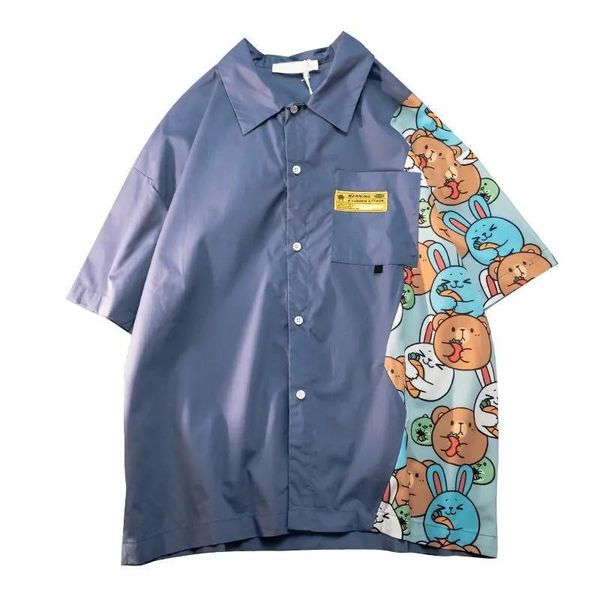 men's casual shirts amine patchwork oversize high street japanese men funny short sleeve shirt summer punk blouse, White;black
men's casual shirts amine patchwork oversize high street japanese men funny short sleeve shirt summer punk blouse, White;black