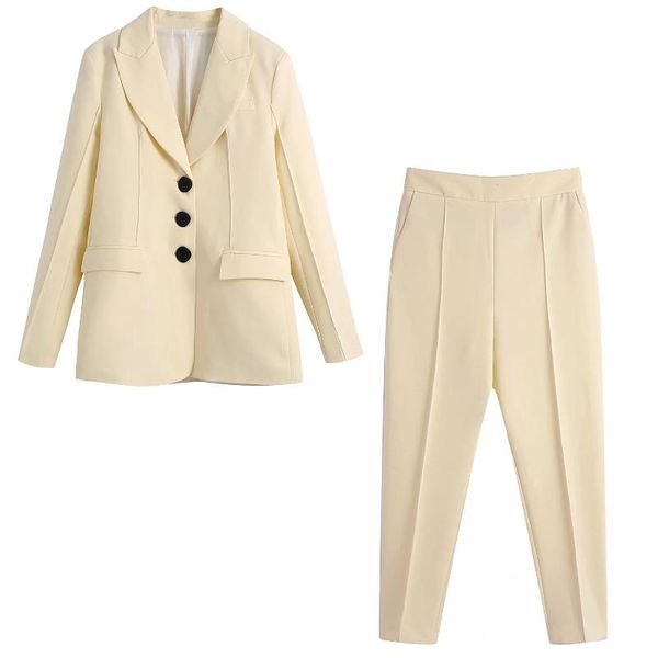 women's two piece pants elegant solid women pant suits for office lady button up blazer jacket pockets high waist female trousers ankle, White
women's two piece pants elegant solid women pant suits for office lady button up blazer jacket pockets high waist female trousers ankle, White
