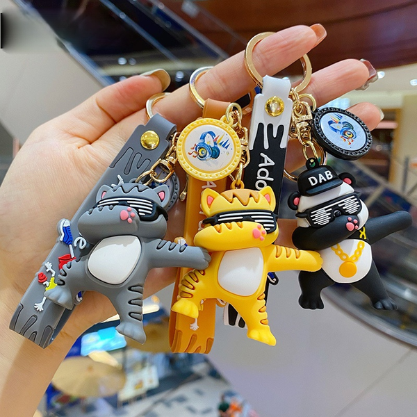 10pieces/lot trendy cartoon hip-hop cat keychain female creative car keychain couple accessories bag pendant small gifts, Silver
10pieces/lot trendy cartoon hip-hop cat keychain female creative car keychain couple accessories bag pendant small gifts, Silver