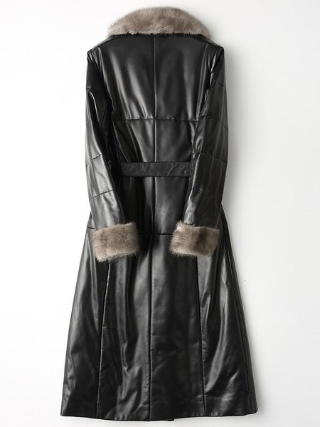 women's leather & faux genuine women jacket winter down coats natural collar 2021 real sheepskin coat with belt wzm005, Black 
women's leather & faux genuine women jacket winter down coats natural collar 2021 real sheepskin coat with belt wzm005, Black