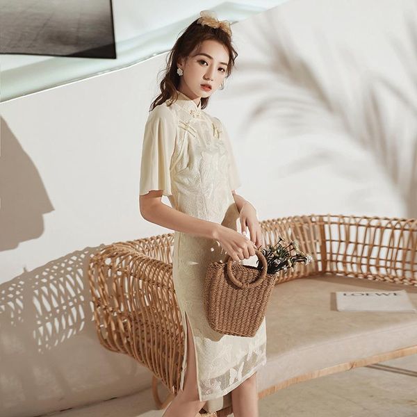 ethnic clothing women traditional dress embroidered lace medium length cheongsam ancient chinese style elegant qipao slim 2021, Red
ethnic clothing women traditional dress embroidered lace medium length cheongsam ancient chinese style elegant qipao slim 2021, Red