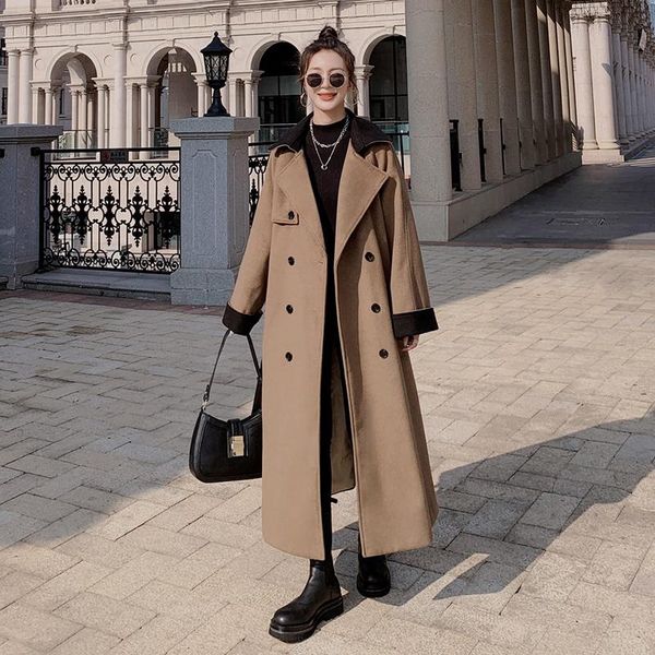 women's wool & blends woolen jacket autumn winter korean loose british style fashion coat female lapel stitching high-quality thickened, Black
women's wool & blends woolen jacket autumn winter korean loose british style fashion coat female lapel stitching high-quality thickened, Black