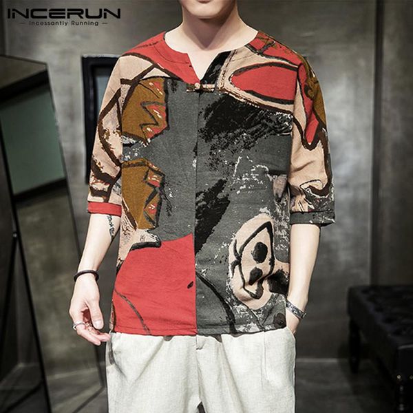 men's casual shirts incerun 2021 vintage printed men half sleeve v neck blouse man chinese style floral camisa retro cotton blusas 5xl, White;black
men's casual shirts incerun 2021 vintage printed men half sleeve v neck blouse man chinese style floral camisa retro cotton blusas 5xl, White;black