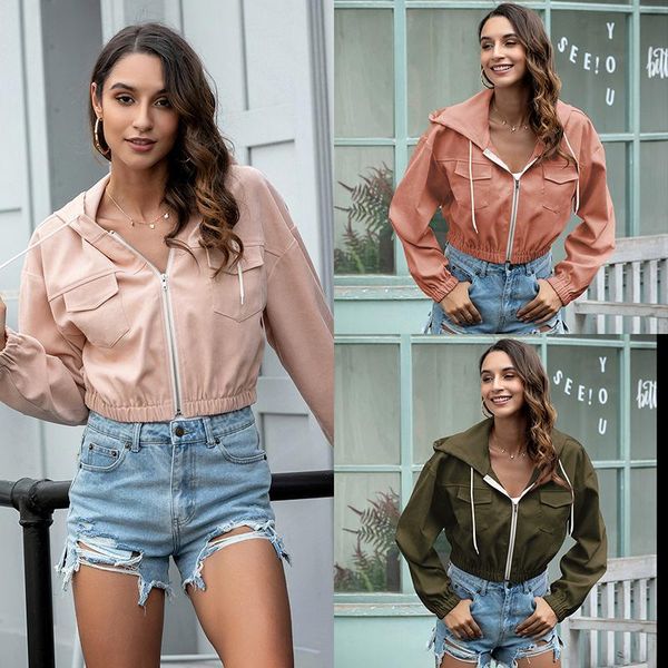 women's jackets 2021 summer fashion casual solid cardigan hooded collar pockets zippers long sleeve patchwork slim short coat ladies, Black;brown
women's jackets 2021 summer fashion casual solid cardigan hooded collar pockets zippers long sleeve patchwork slim short coat ladies, Black;brown