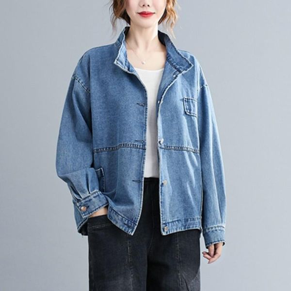 women's jackets women casual denim arrival 2021 autumn vintage style turn-down collar loose ladies long sleeve outerwear coats b1102, Black;brown
women's jackets women casual denim arrival 2021 autumn vintage style turn-down collar loose ladies long sleeve outerwear coats b1102, Black;brown