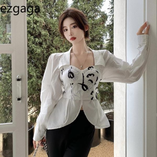 women's blouses & shirts ezgaga elegant women fake two piece patchwork square colalr split long sleeve blouse printed blusas mujer de, White
women's blouses & shirts ezgaga elegant women fake two piece patchwork square colalr split long sleeve blouse printed blusas mujer de, White