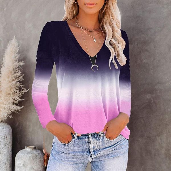 women's t-shirt 2021 autumn woman long sleeve t-shirts casual v neck tee shirt female gradient color pullover basic plus size women clo, White
women's t-shirt 2021 autumn woman long sleeve t-shirts casual v neck tee shirt female gradient color pullover basic plus size women clo, White