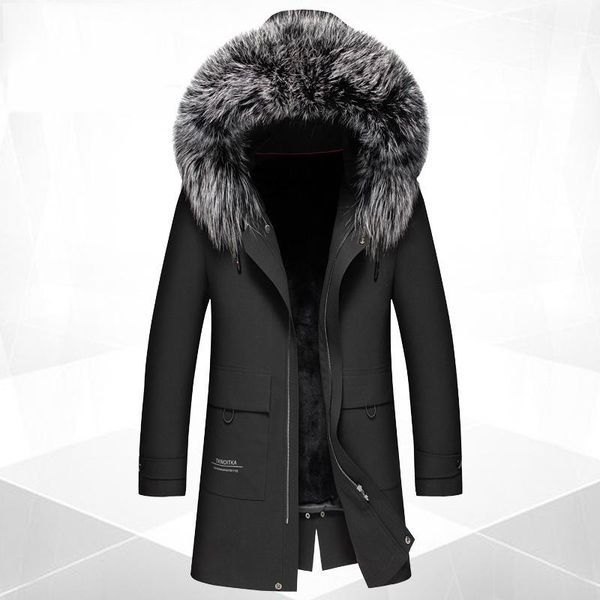 men's leather & faux winter 2021 detachable fur liner pie to overcome mid-length casual coat collar, Black
men's leather & faux winter 2021 detachable fur liner pie to overcome mid-length casual coat collar, Black