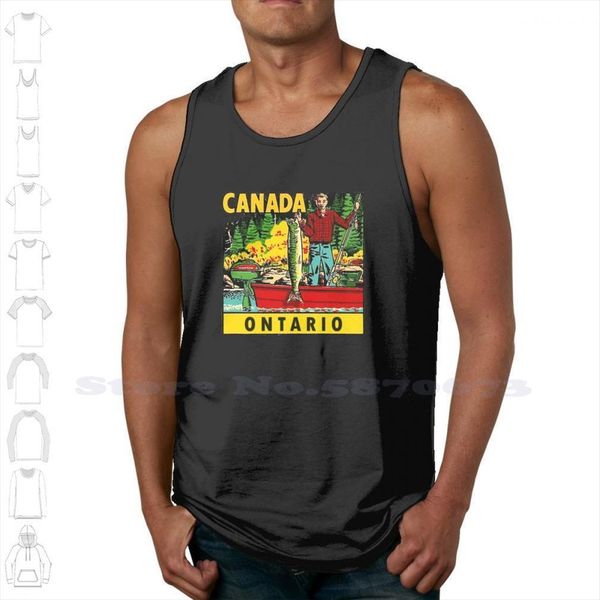 ontario fishing vintage travel decal summer funny tank sleeveless vest for men women on canada canadian, White;black
ontario fishing vintage travel decal summer funny tank sleeveless vest for men women on canada canadian, White;black