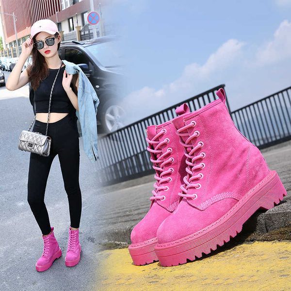 2021 autumn winter new inner heightening martin lace up versatile thick bottom plush warm short boots british women's boots, Black
2021 autumn winter new inner heightening martin lace up versatile thick bottom plush warm short boots british women's boots, Black
