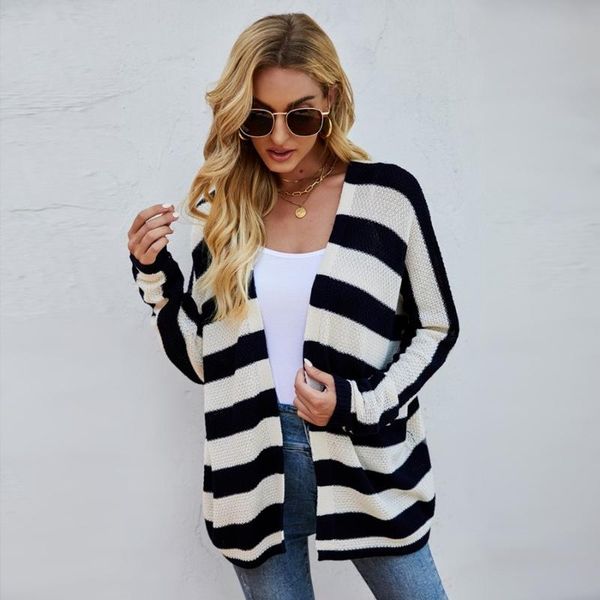 women's knits & tees 2021 autumn winter women color cardigan stripe knitted sweater fashion knit cardigans coat lady bat sleeve loose s, White
women's knits & tees 2021 autumn winter women color cardigan stripe knitted sweater fashion knit cardigans coat lady bat sleeve loose s, White