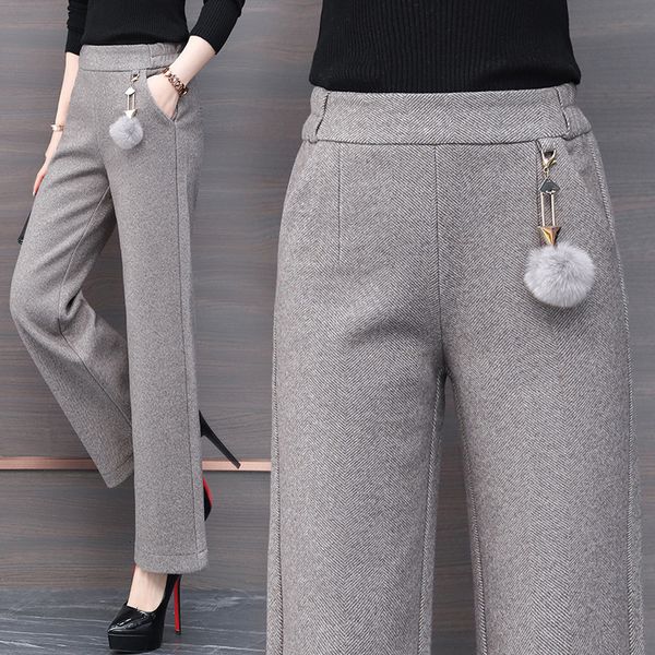 2021 woolen wide-leg new female plush women's autumn winter trousers high waist straight women pants a cfei, Black
2021 woolen wide-leg new female plush women's autumn winter trousers high waist straight women pants a cfei, Black