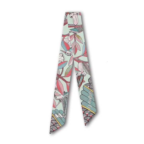 scarve korean women's printing versatile simulation silk binding bag handle small ribbon headscarf, Blue;gray
scarve korean women's printing versatile simulation silk binding bag handle small ribbon headscarf, Blue;gray