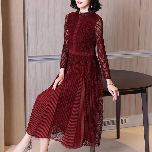 casual dresses plus size dress spring 2021 women lace patchwork stretch miyake pleated slim three quarter sleeve for 45-75kg, Black;gray
casual dresses plus size dress spring 2021 women lace patchwork stretch miyake pleated slim three quarter sleeve for 45-75kg, Black;gray