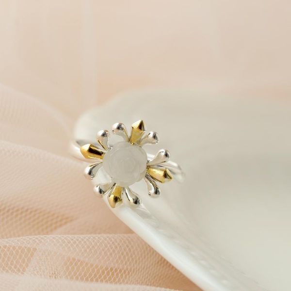 cluster rings authentic 925 sterling silver inlaid natural white jade petal fashion national style women opening adjustable ring, Golden;silver
cluster rings authentic 925 sterling silver inlaid natural white jade petal fashion national style women opening adjustable ring, Golden;silver