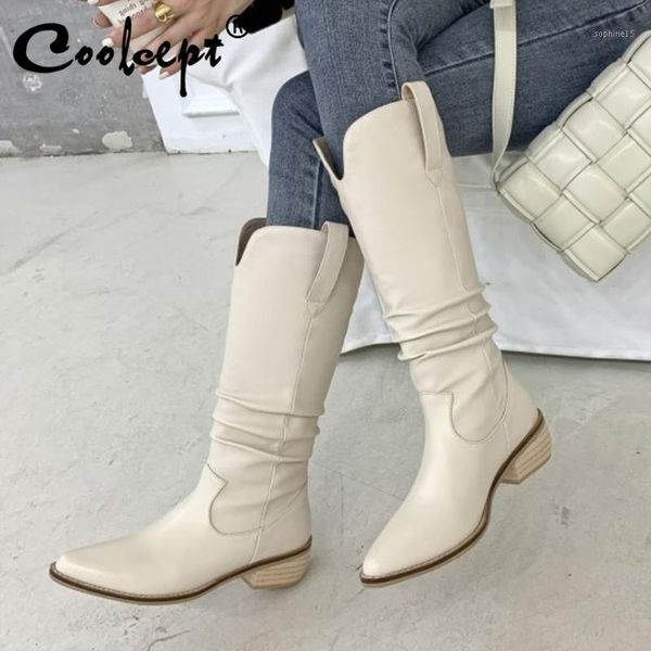 boots coolcept women knee genuine leather thick heel winter shoes woman fashion warm long boot office lady footwear size 33-401, Black
boots coolcept women knee genuine leather thick heel winter shoes woman fashion warm long boot office lady footwear size 33-401, Black