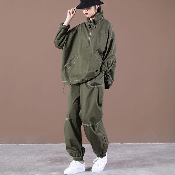women's two piece pants spring 2021 female korean loose large size literary fashion stand-up collar casual sports suit women tracksuit, White
women's two piece pants spring 2021 female korean loose large size literary fashion stand-up collar casual sports suit women tracksuit, White